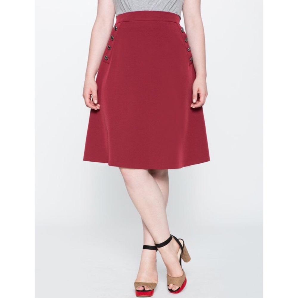ELOQUII Button A-Line Skirt